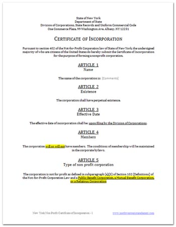 âArticle of Incorporation new yorkâçå¾çæç´¢ç»æ